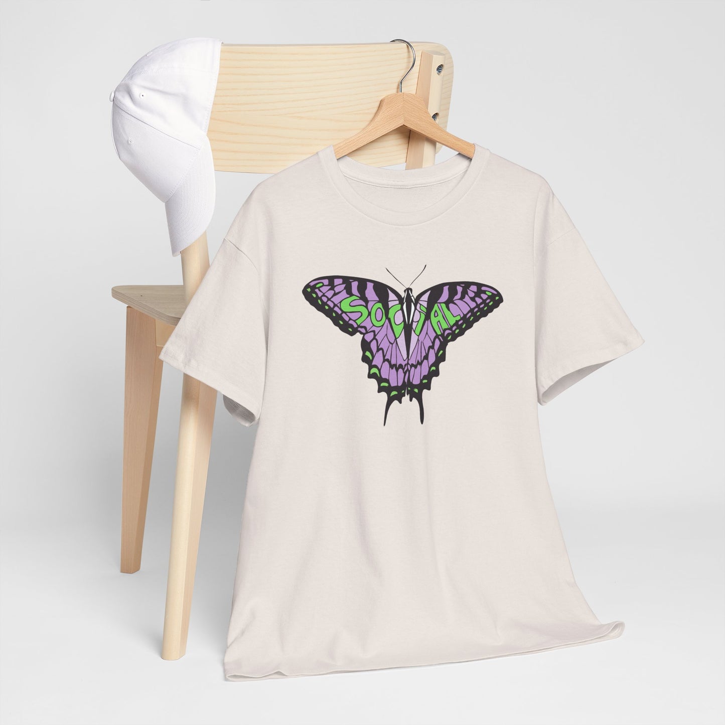 Social Butterfly Purple/green (Unisex Heavy Cotton Tee)