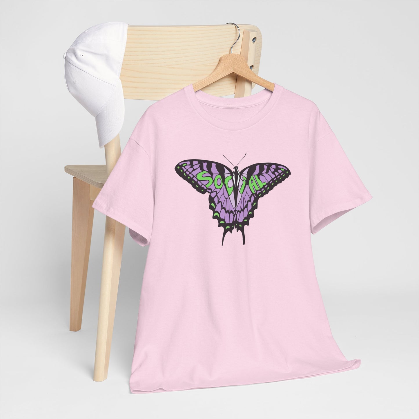 Social Butterfly Purple/green (Unisex Heavy Cotton Tee)