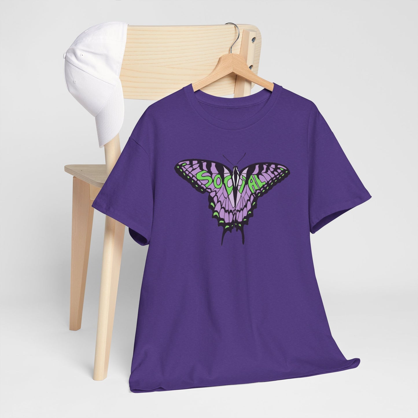 Social Butterfly Purple/green (Unisex Heavy Cotton Tee)