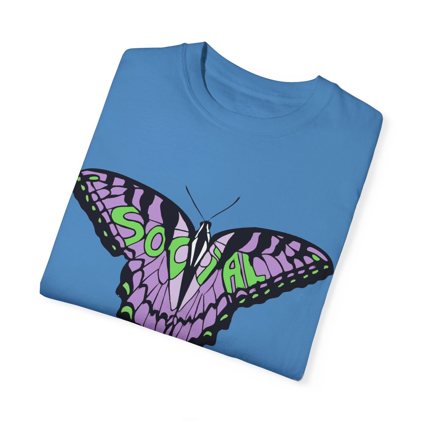 Socail Butterfly Green/Purple (Unisex Garment-Dyed T-shirt)