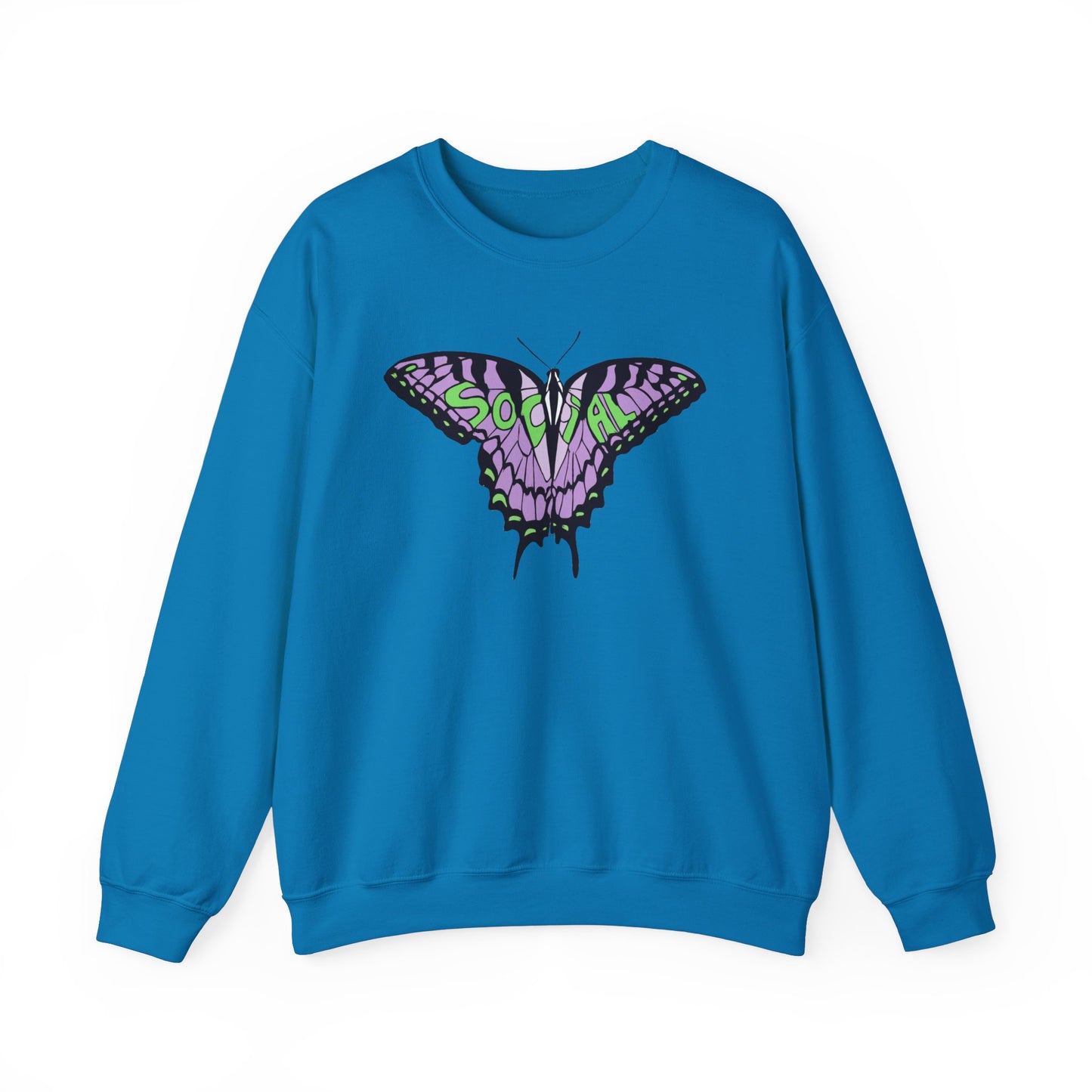 Social Butterfly Purple/green (Unisex Heavy Blend™ Crewneck Sweatshirt)