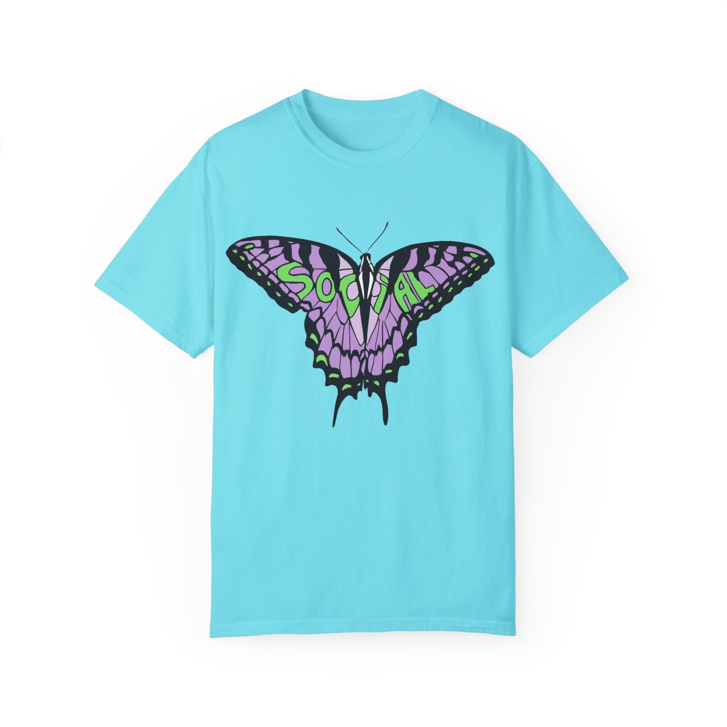 Socail Butterfly Green/Purple (Unisex Garment-Dyed T-shirt)