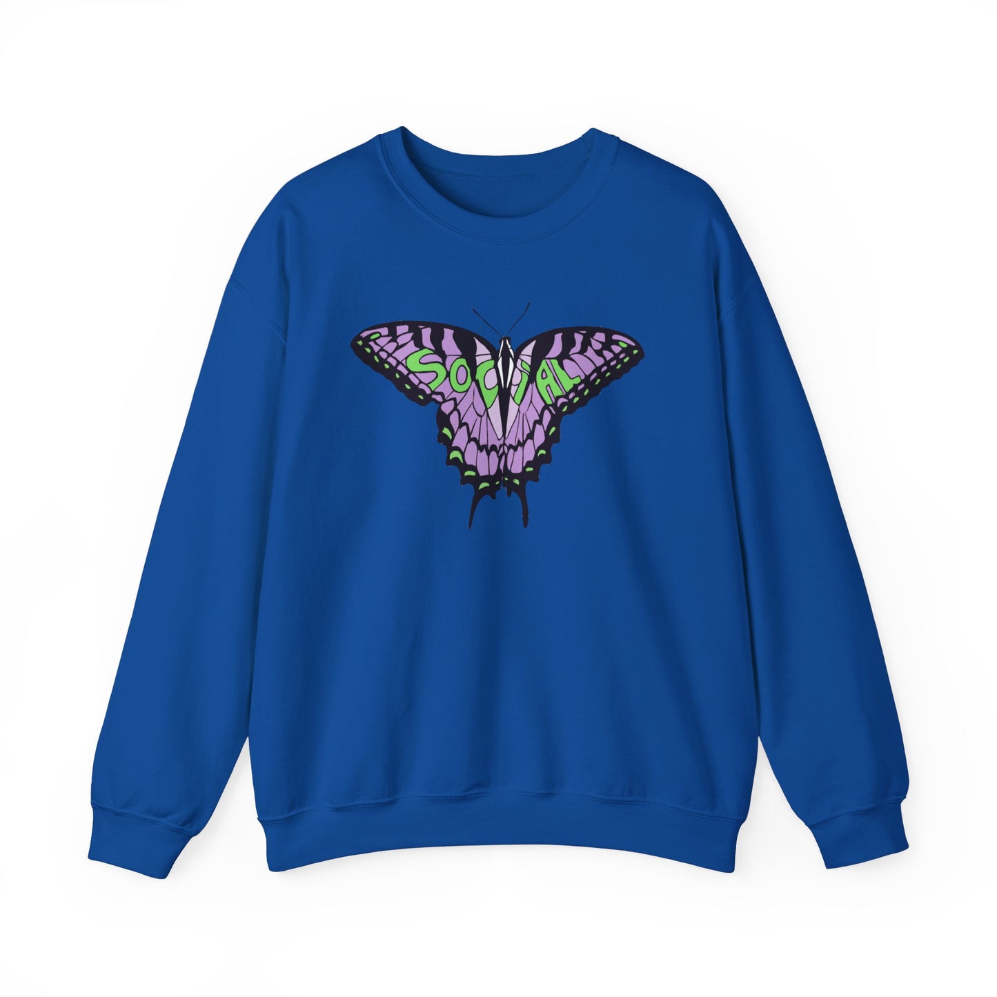 Social Butterfly Purple/green (Unisex Heavy Blend™ Crewneck Sweatshirt)