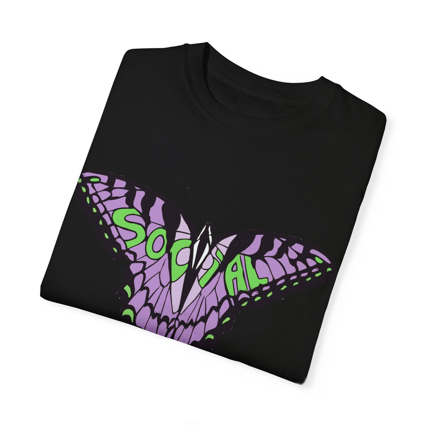 Socail Butterfly Green/Purple (Unisex Garment-Dyed T-shirt)