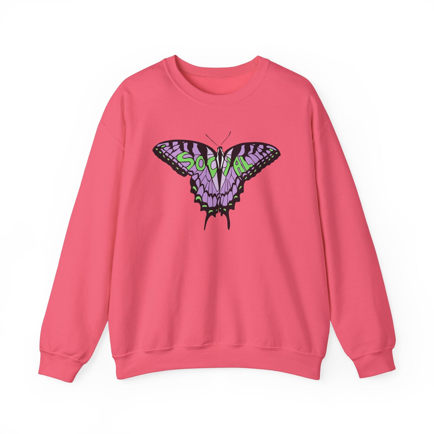 Social Butterfly Purple/green (Unisex Heavy Blend™ Crewneck Sweatshirt)