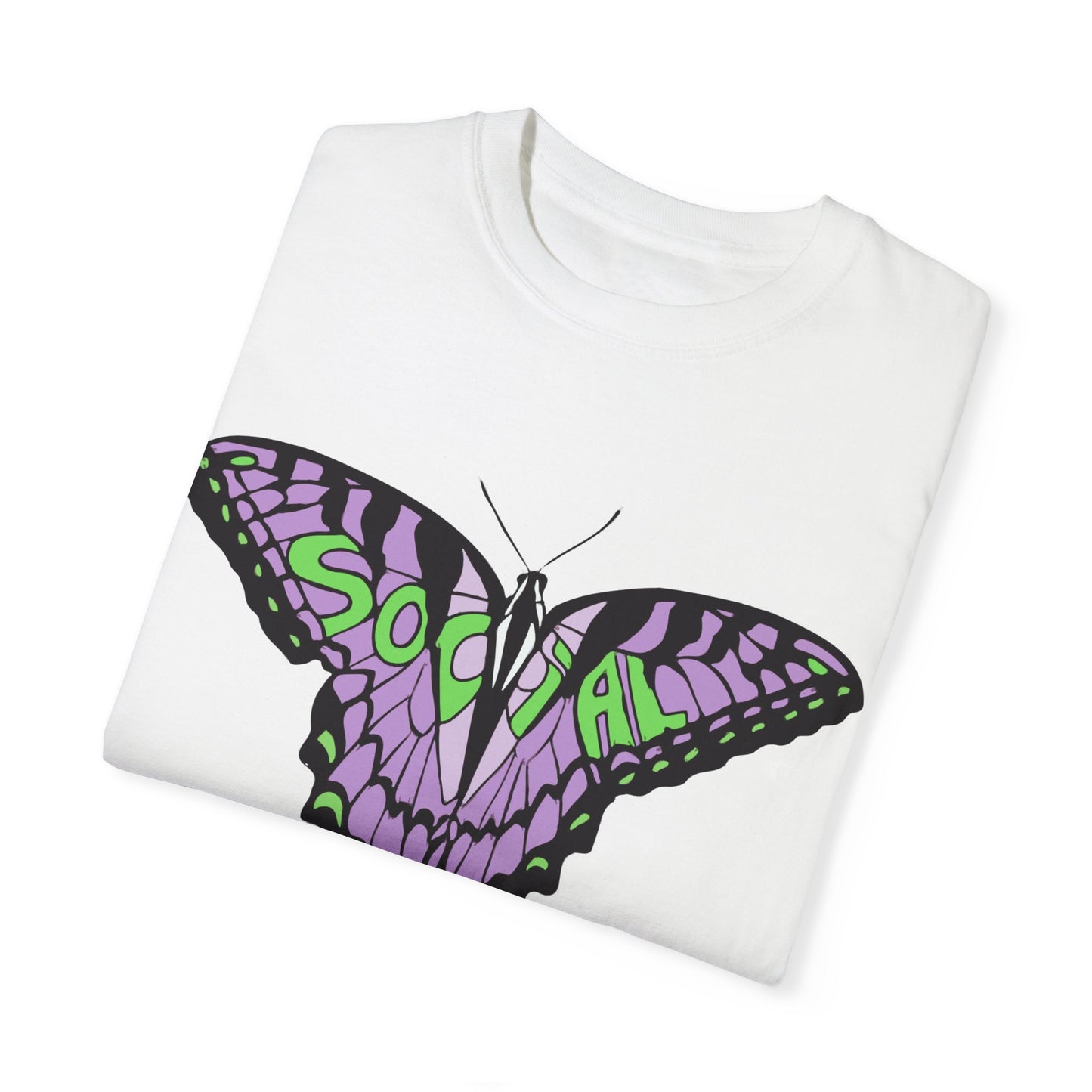 Socail Butterfly Green/Purple (Unisex Garment-Dyed T-shirt)