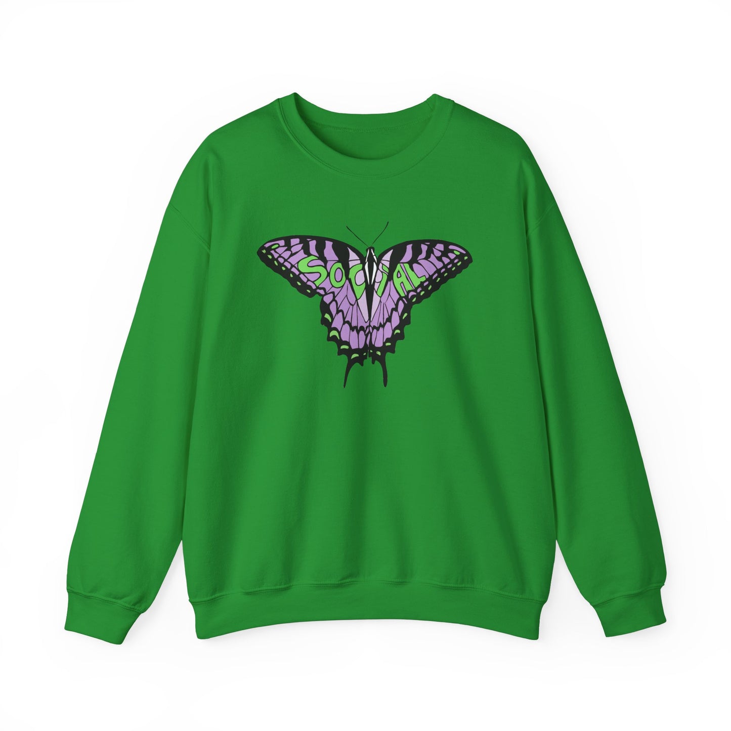 Social Butterfly Purple/green (Unisex Heavy Blend™ Crewneck Sweatshirt)