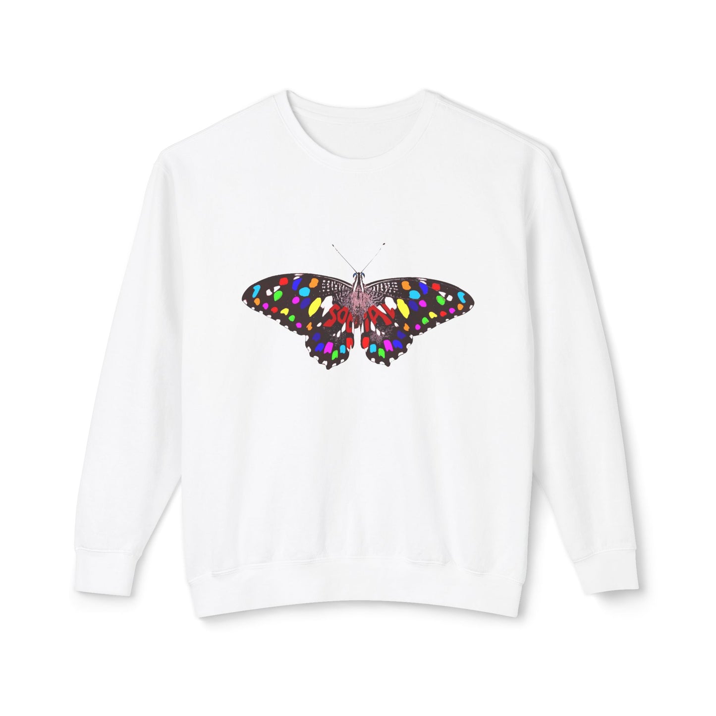 Socail Butterfly-multi (Unisex Lightweight Crewneck Sweatshirt)