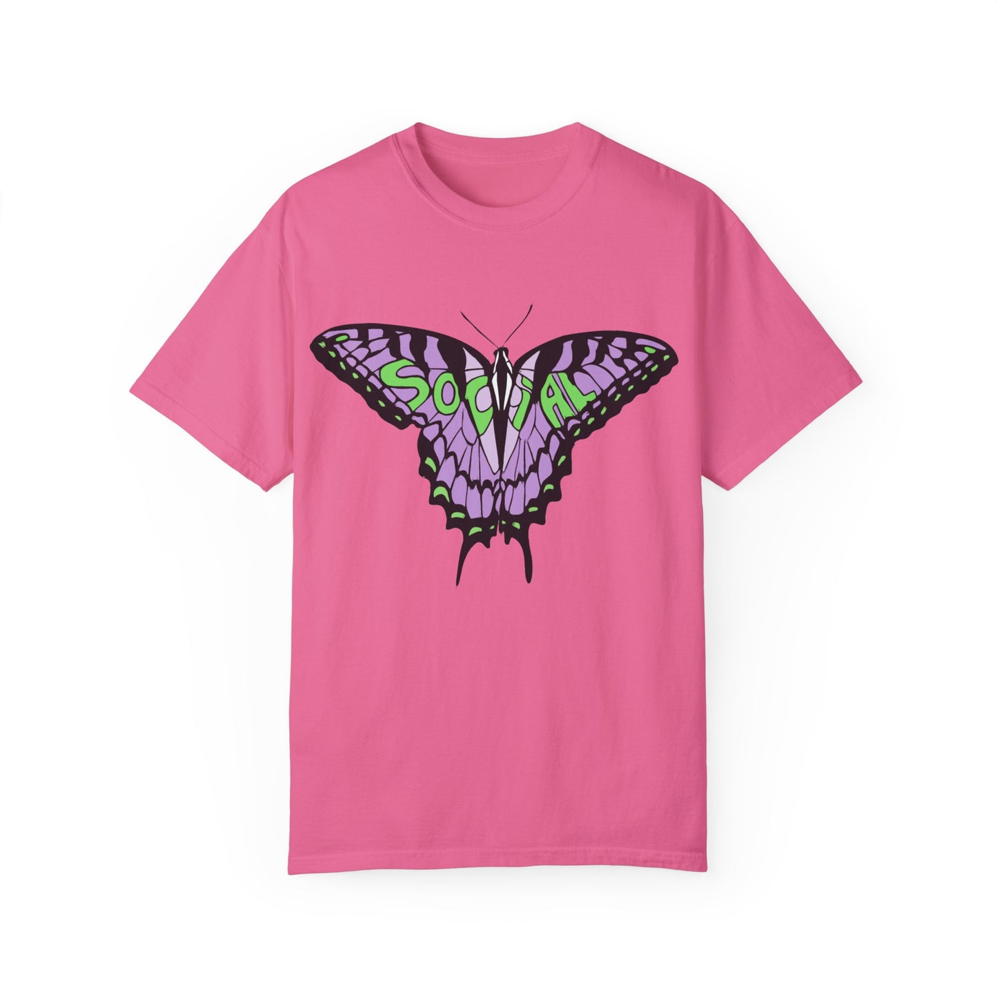 Socail Butterfly Green/Purple (Unisex Garment-Dyed T-shirt)