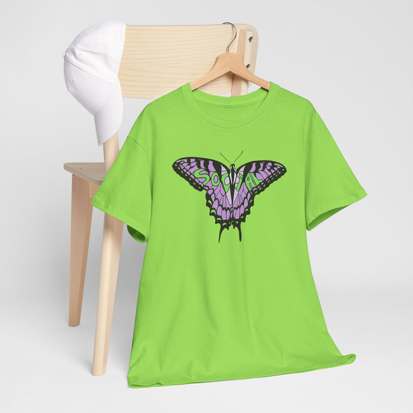 Social Butterfly Purple/green (Unisex Heavy Cotton Tee)