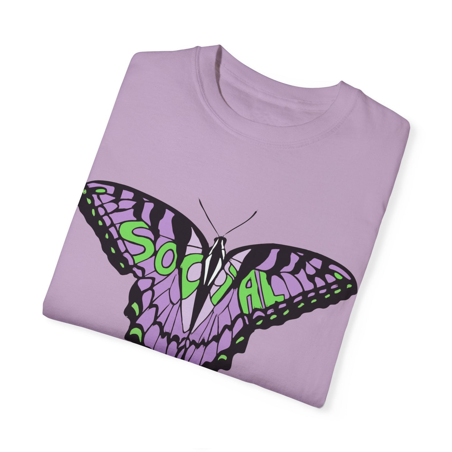 Socail Butterfly Green/Purple (Unisex Garment-Dyed T-shirt)