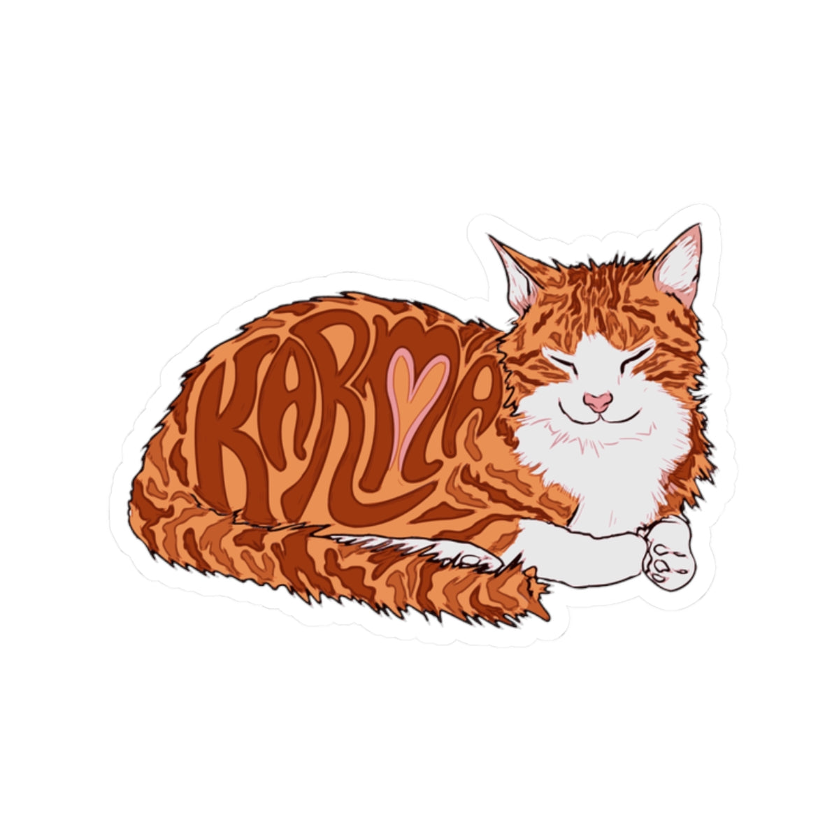 Karma Cat Kiss-Cut Sticker - Cute Cat Design for Pet Lovers