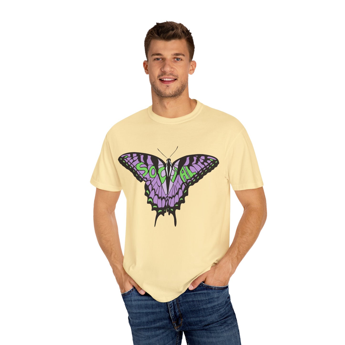 Socail Butterfly Green/Purple (Unisex Garment-Dyed T-shirt)