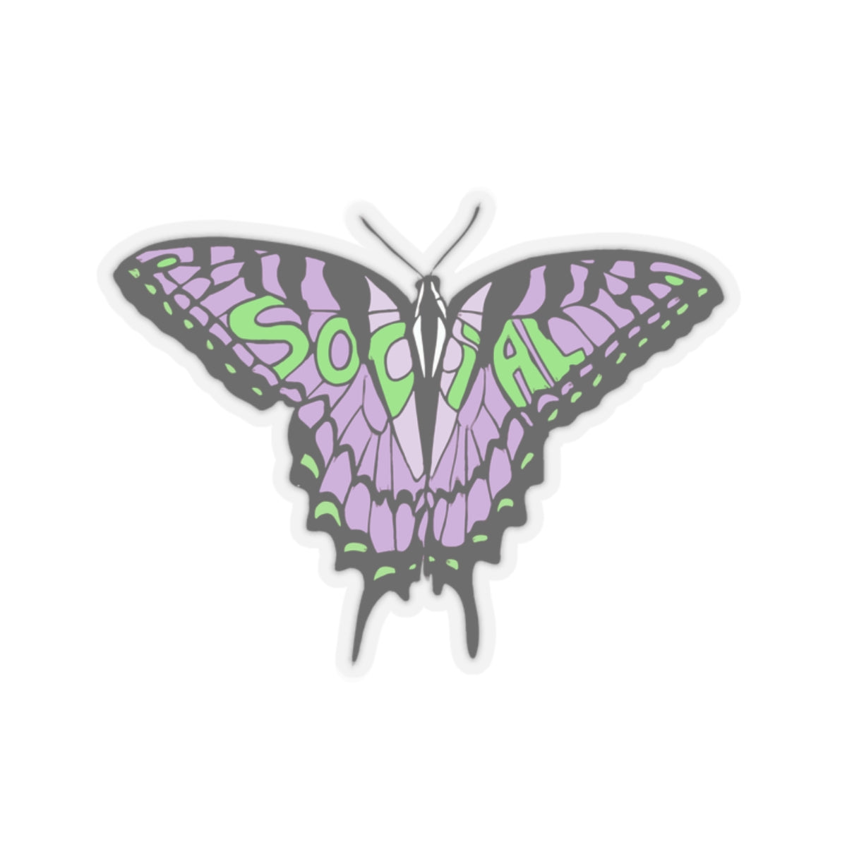 Social Butterfly Kiss-Cut Stickers - Vibrant Purple Design for Personalization and Self-Expression
