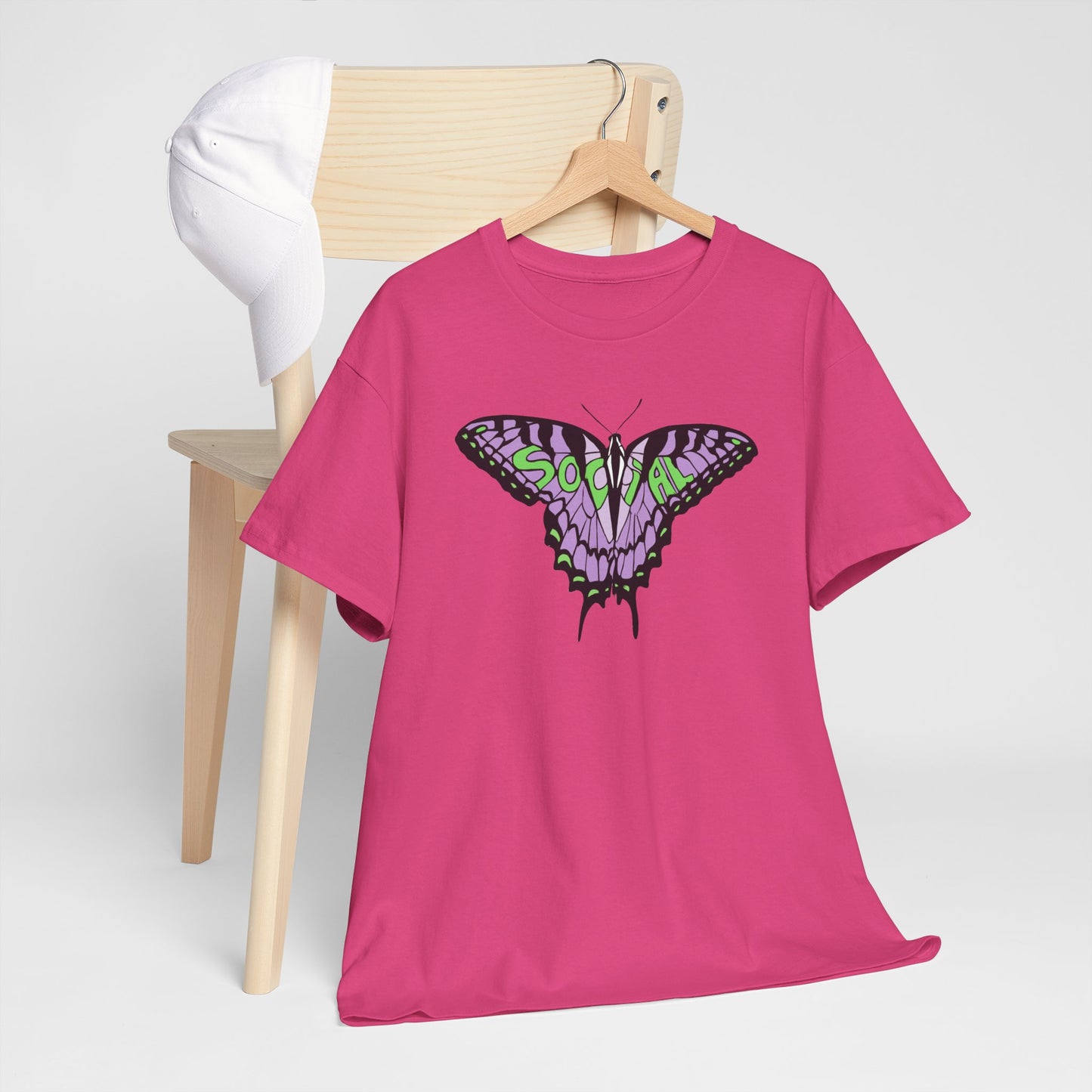 Social Butterfly Purple/green (Unisex Heavy Cotton Tee)