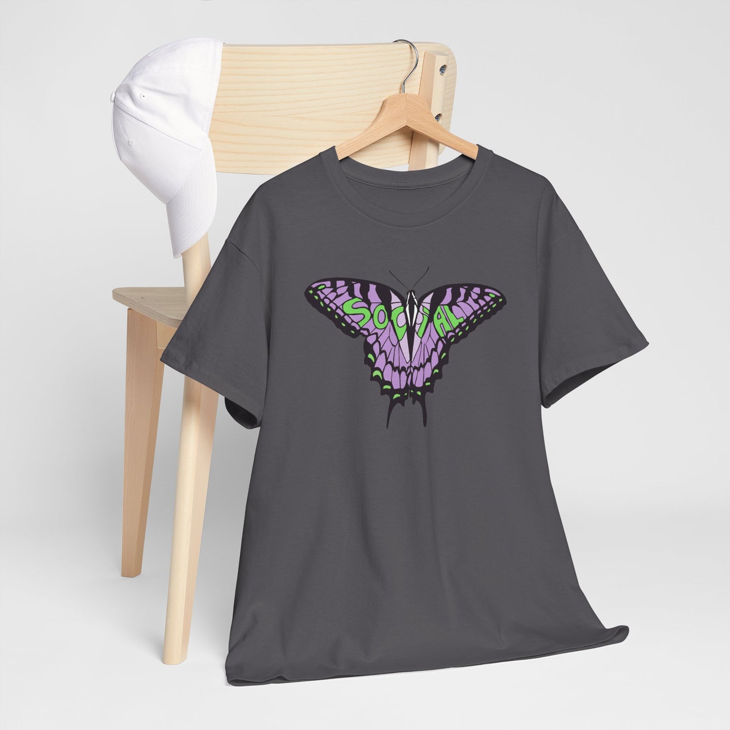 Social Butterfly Purple/green (Unisex Heavy Cotton Tee)