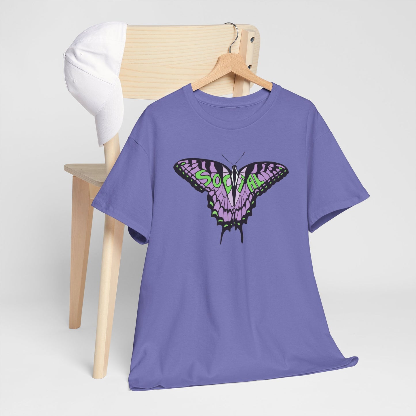 Social Butterfly Purple/green (Unisex Heavy Cotton Tee)