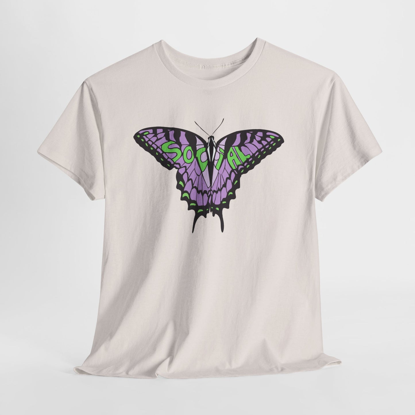 Social Butterfly Purple/green (Unisex Heavy Cotton Tee)