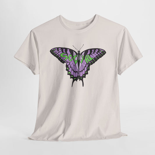 Social Butterfly Purple/green (Unisex Heavy Cotton Tee)