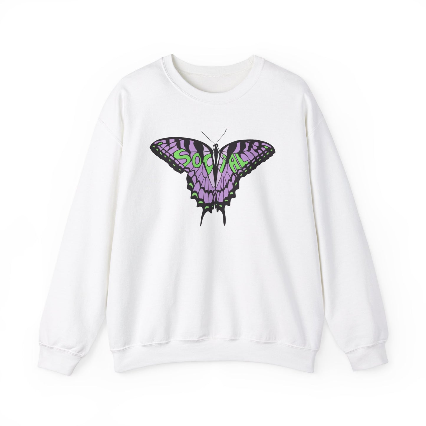 Social Butterfly Purple/green (Unisex Heavy Blend™ Crewneck Sweatshirt)