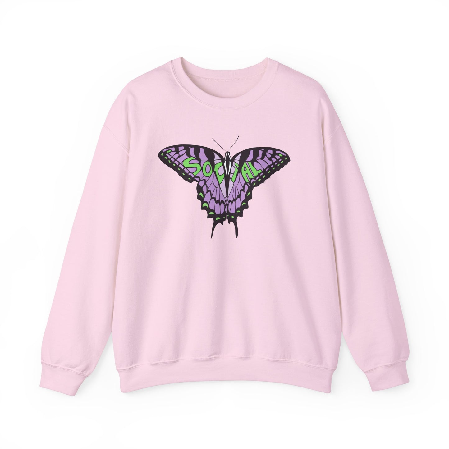 Social Butterfly Purple/green (Unisex Heavy Blend™ Crewneck Sweatshirt)