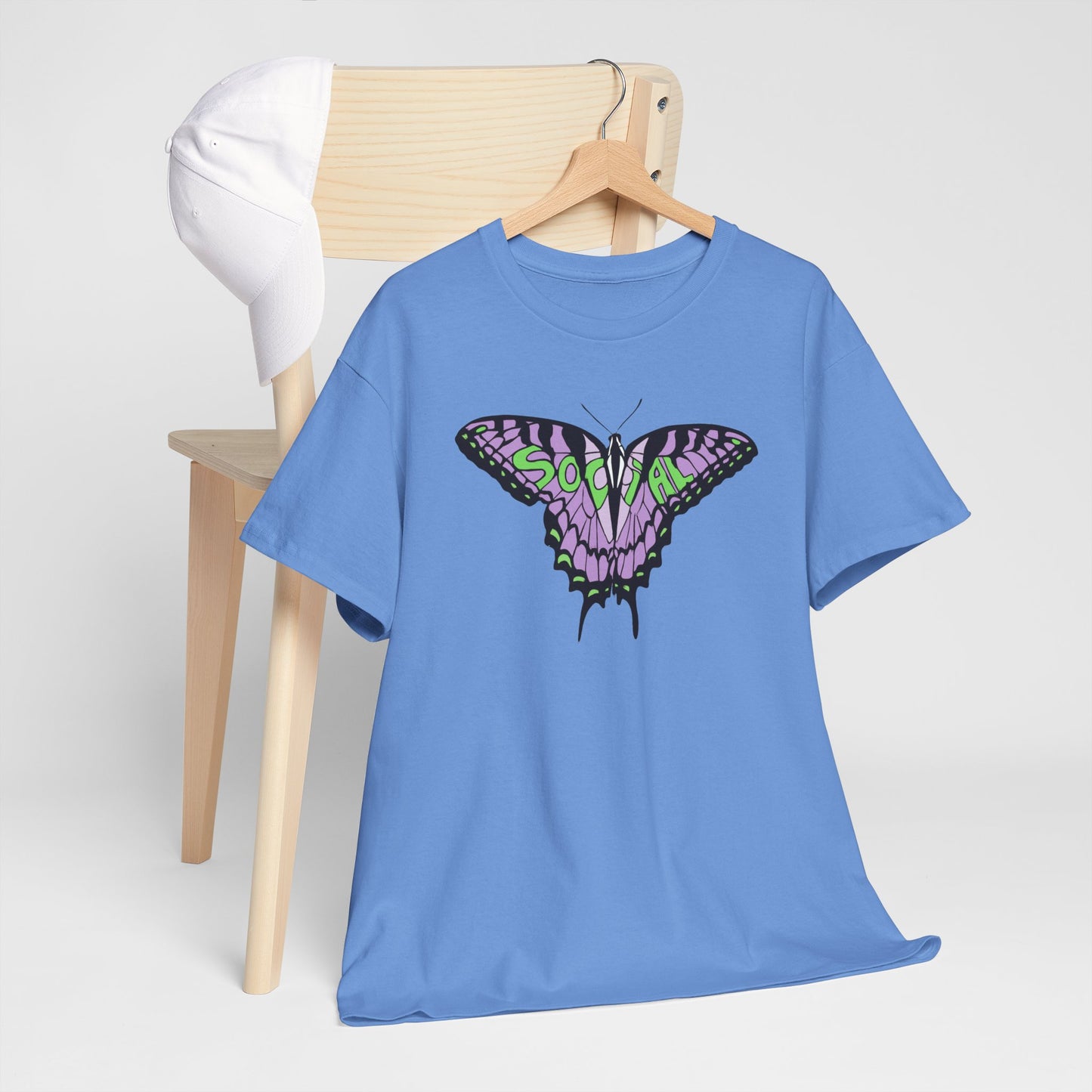 Social Butterfly Purple/green (Unisex Heavy Cotton Tee)