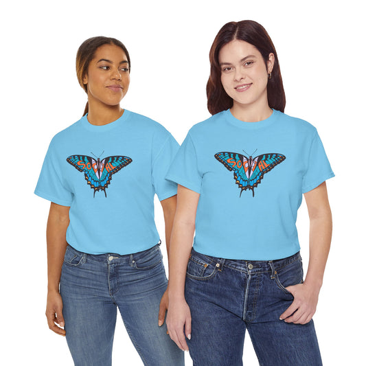 Social Butterfly Blue/orange (Unisex Heavy Cotton Tee)