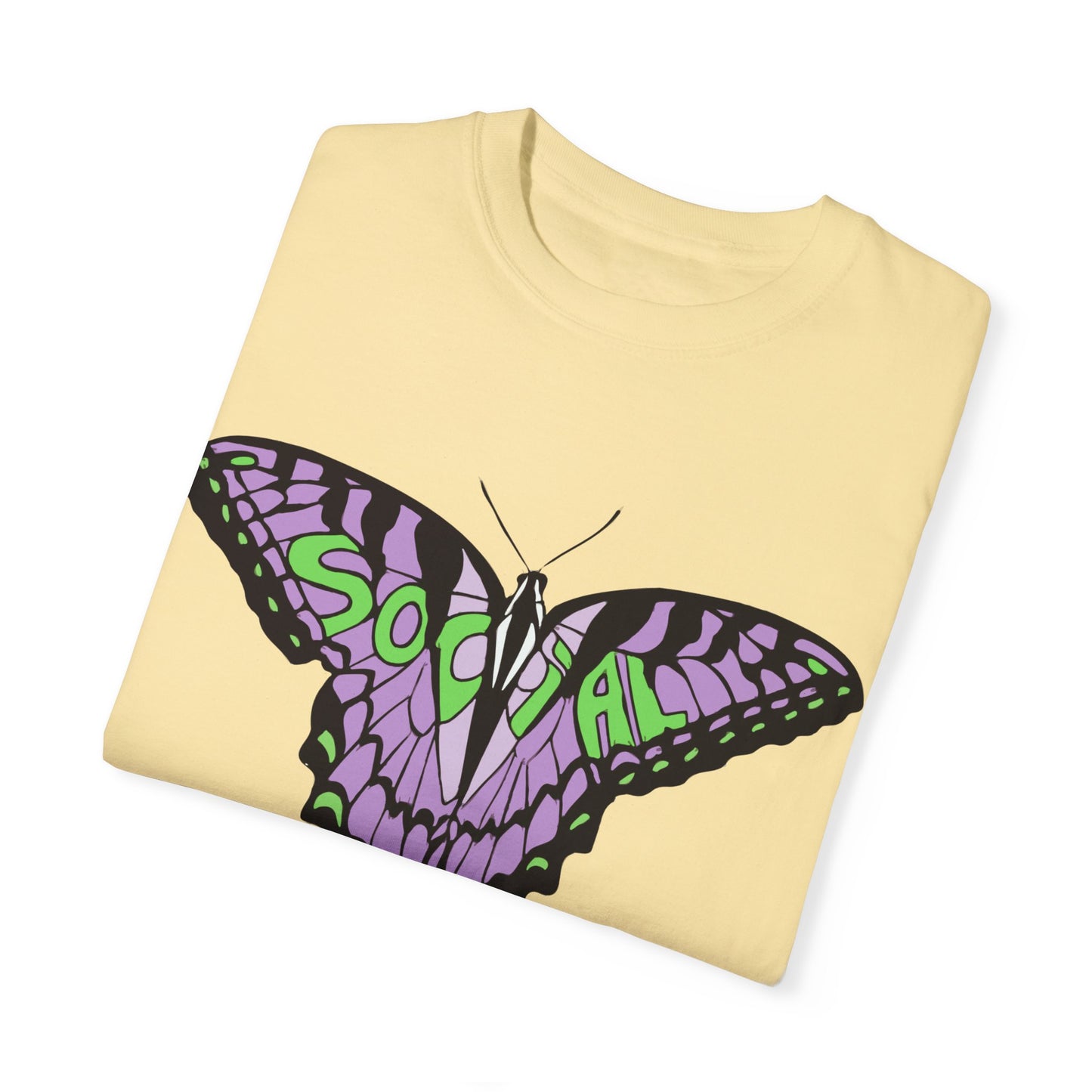 Socail Butterfly Green/Purple (Unisex Garment-Dyed T-shirt)