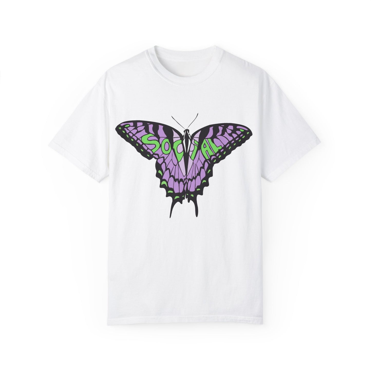 Socail Butterfly Green/Purple (Unisex Garment-Dyed T-shirt)