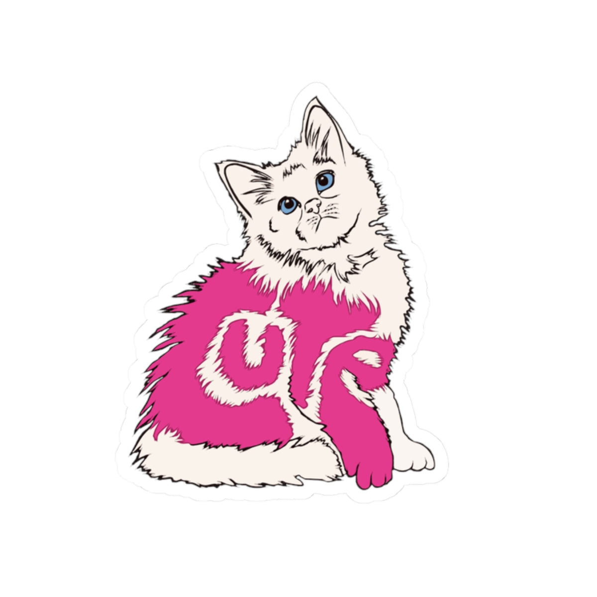 Cute Cat Pink Kiss-Cut Sticker for Pet Lovers