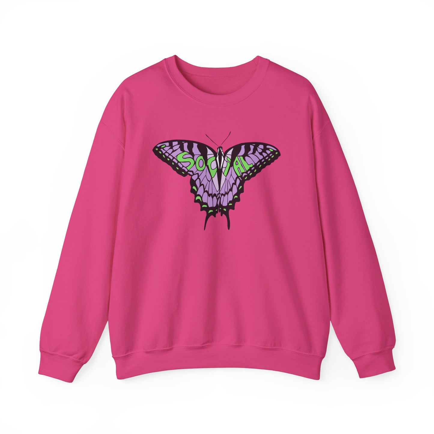 Social Butterfly Purple/green (Unisex Heavy Blend™ Crewneck Sweatshirt)
