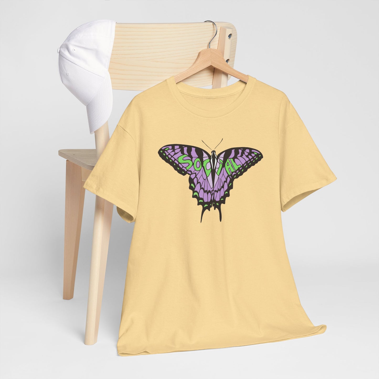 Social Butterfly Purple/green (Unisex Heavy Cotton Tee)
