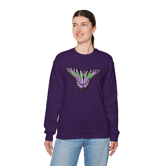 Social Butterfly Purple/green (Unisex Heavy Blend™ Crewneck Sweatshirt)