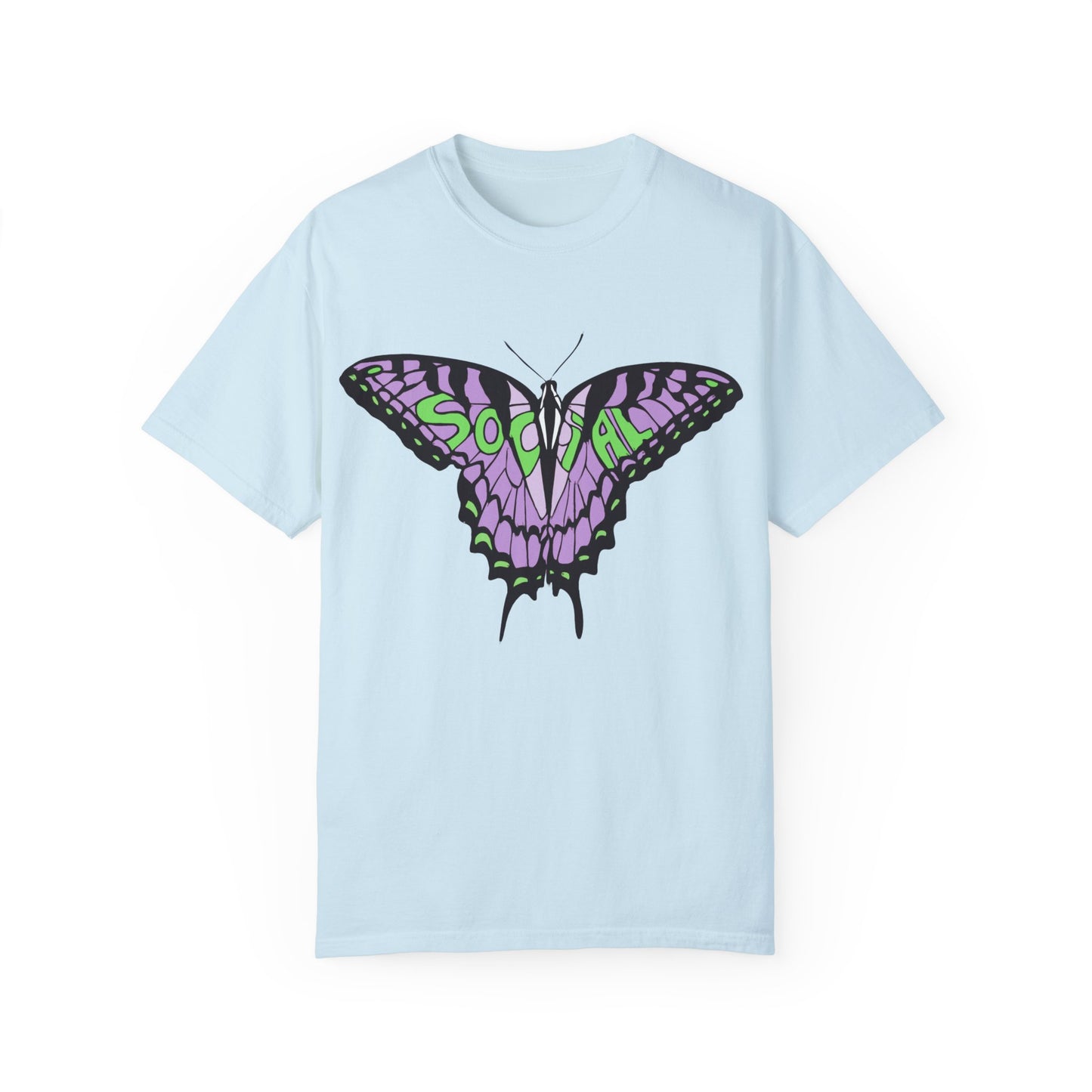 Socail Butterfly Green/Purple (Unisex Garment-Dyed T-shirt)