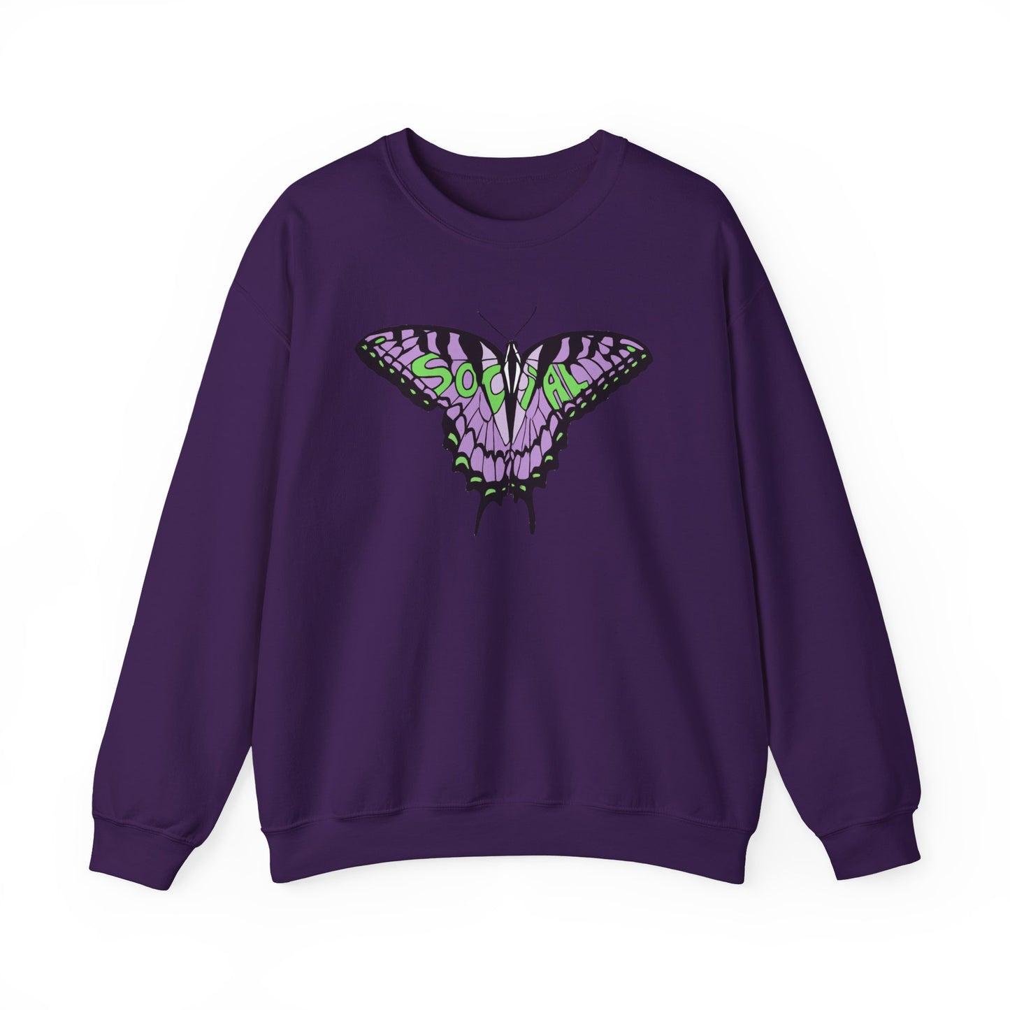 Social Butterfly Purple/green (Unisex Heavy Blend™ Crewneck Sweatshirt)