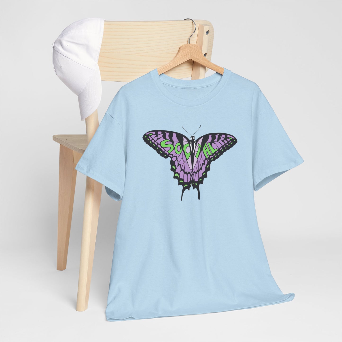 Social Butterfly Purple/green (Unisex Heavy Cotton Tee)