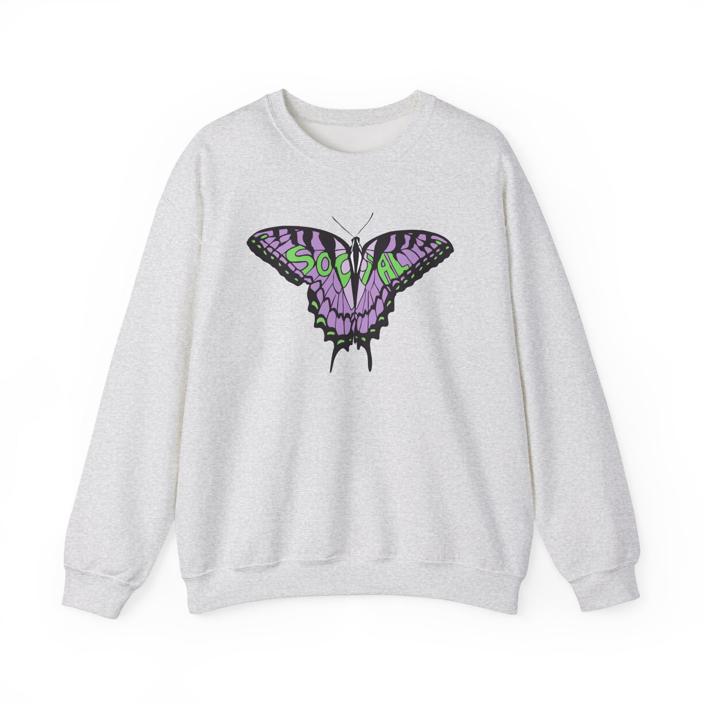 Social Butterfly Purple/green (Unisex Heavy Blend™ Crewneck Sweatshirt)