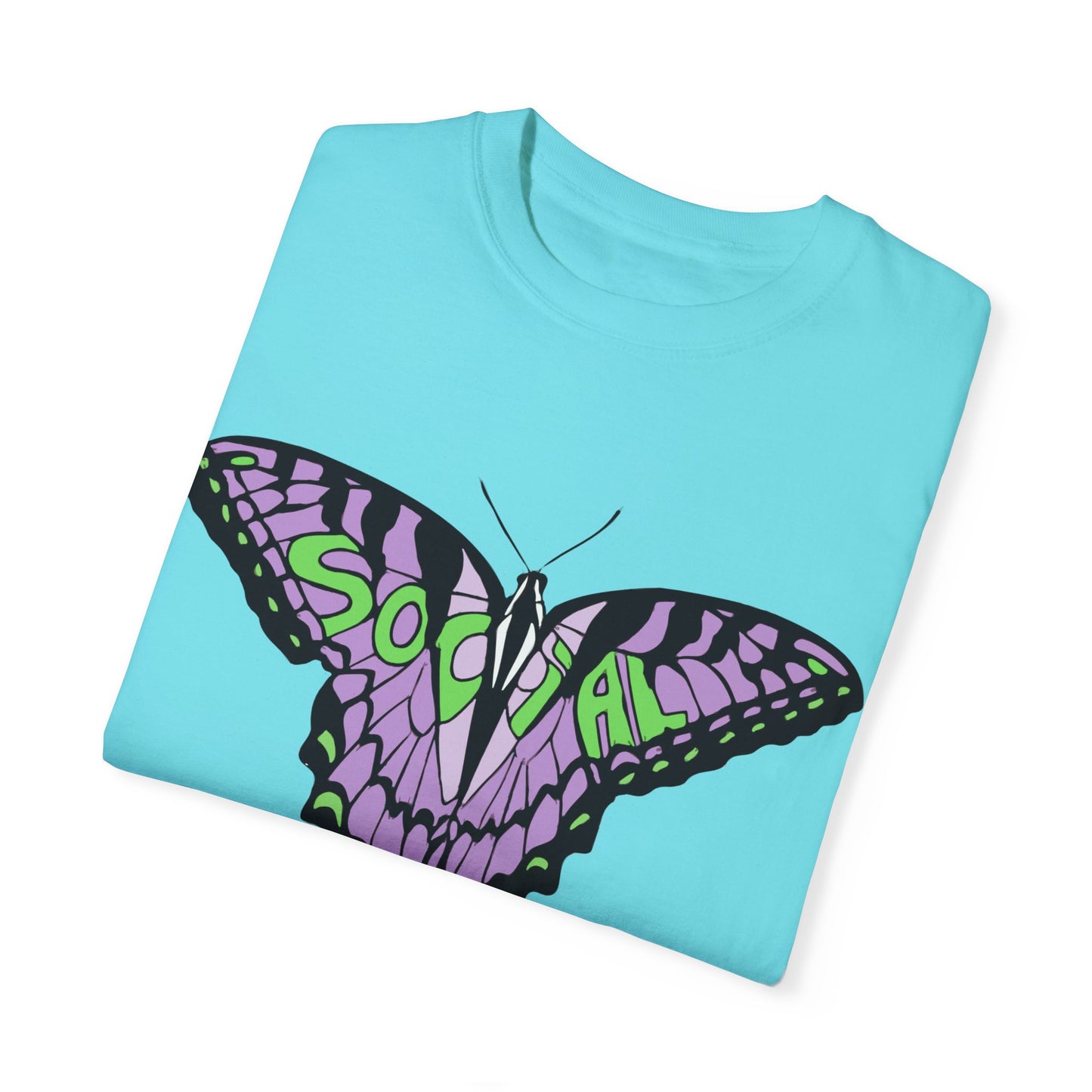 Socail Butterfly Green/Purple (Unisex Garment-Dyed T-shirt)