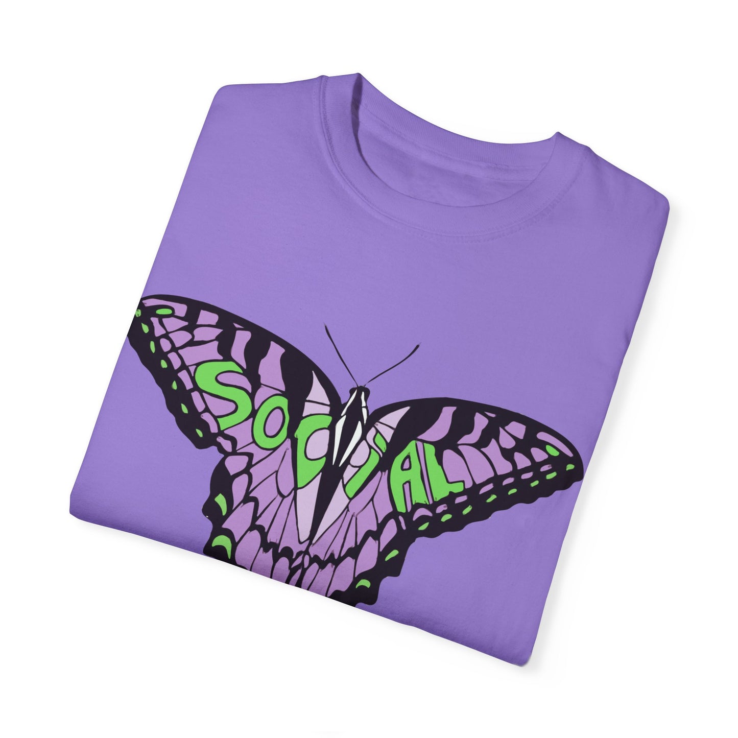 Socail Butterfly Green/Purple (Unisex Garment-Dyed T-shirt)