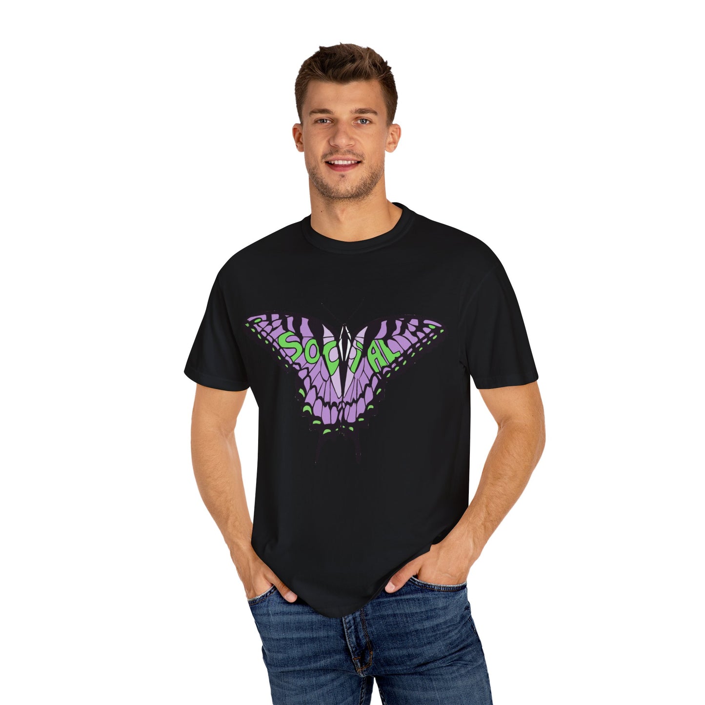 Socail Butterfly Green/Purple (Unisex Garment-Dyed T-shirt)