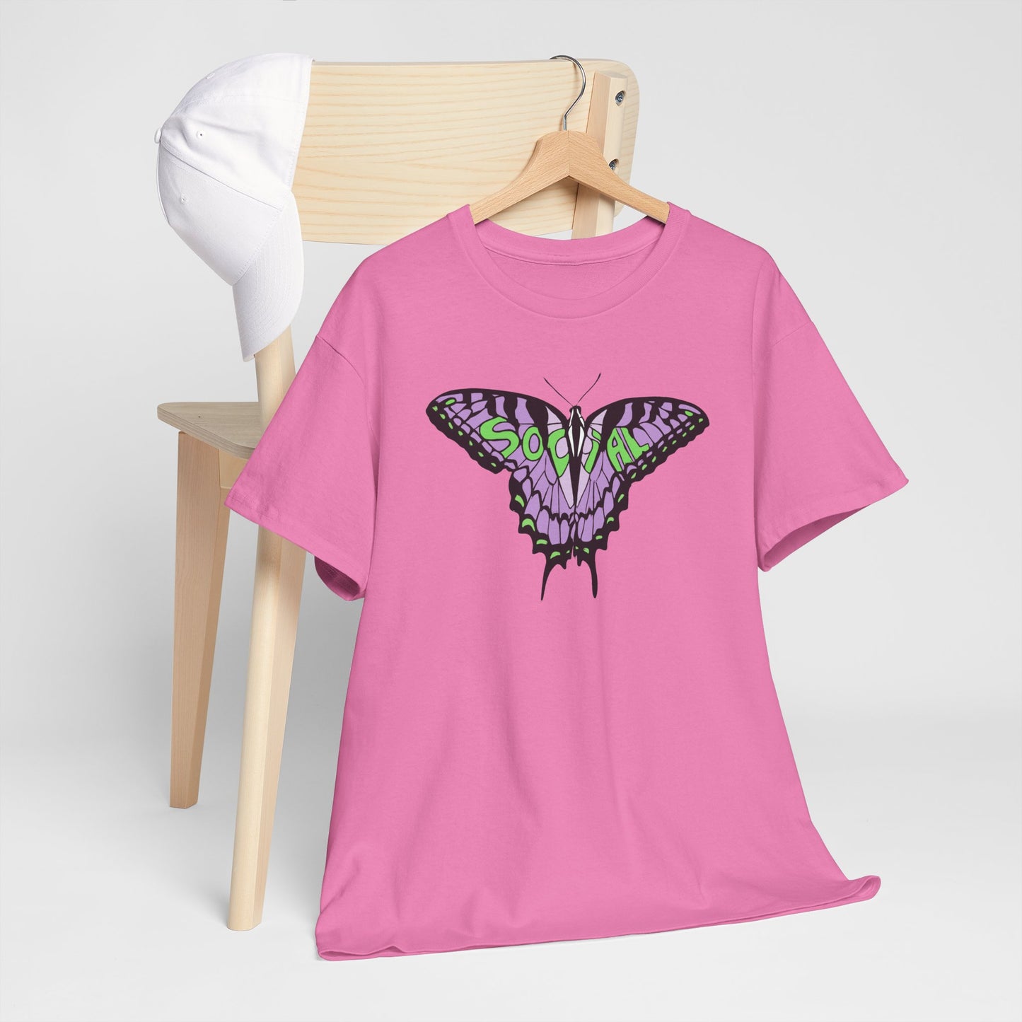 Social Butterfly Purple/green (Unisex Heavy Cotton Tee)