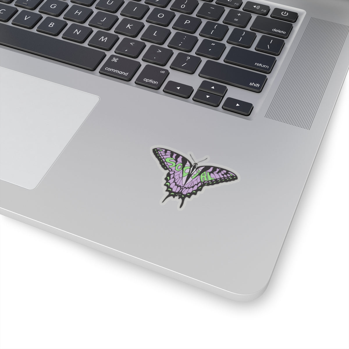 Social Butterfly Kiss-Cut Stickers - Vibrant Purple Design for Personalization and Self-Expression