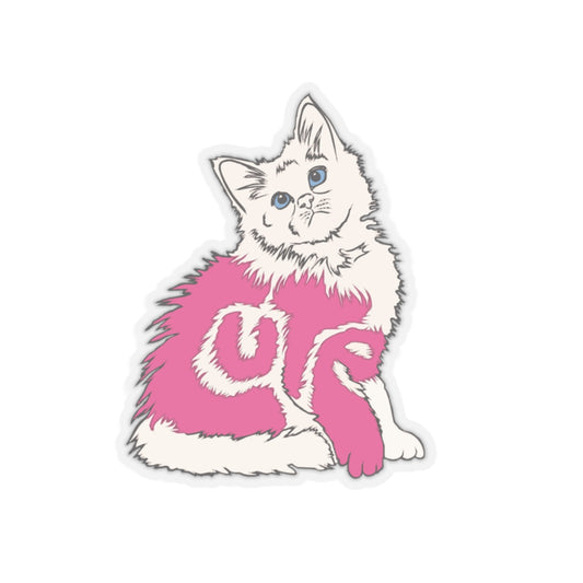 Cute Cat Pink Kiss-Cut Sticker for Pet Lovers