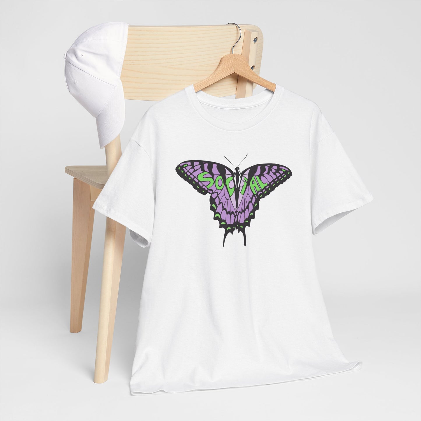Social Butterfly Purple/green (Unisex Heavy Cotton Tee)
