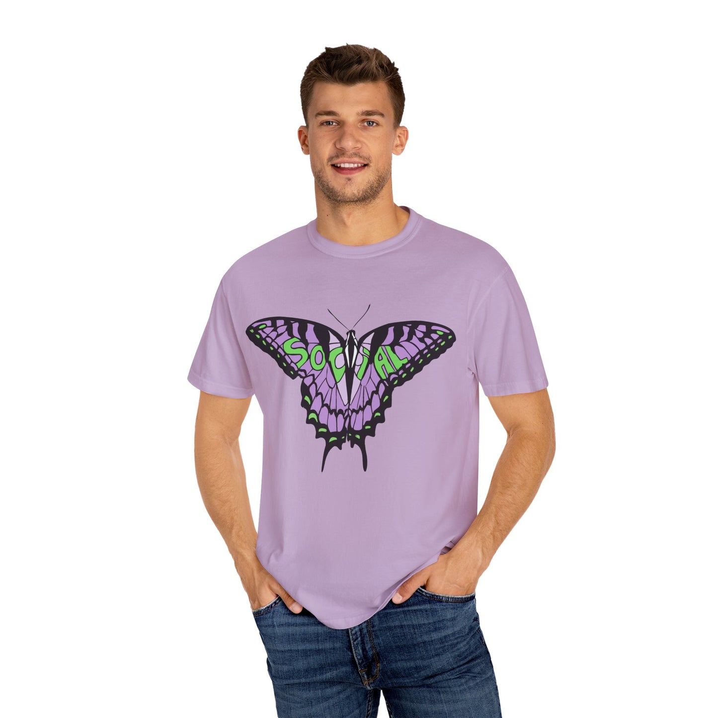 Socail Butterfly Green/Purple (Unisex Garment-Dyed T-shirt)