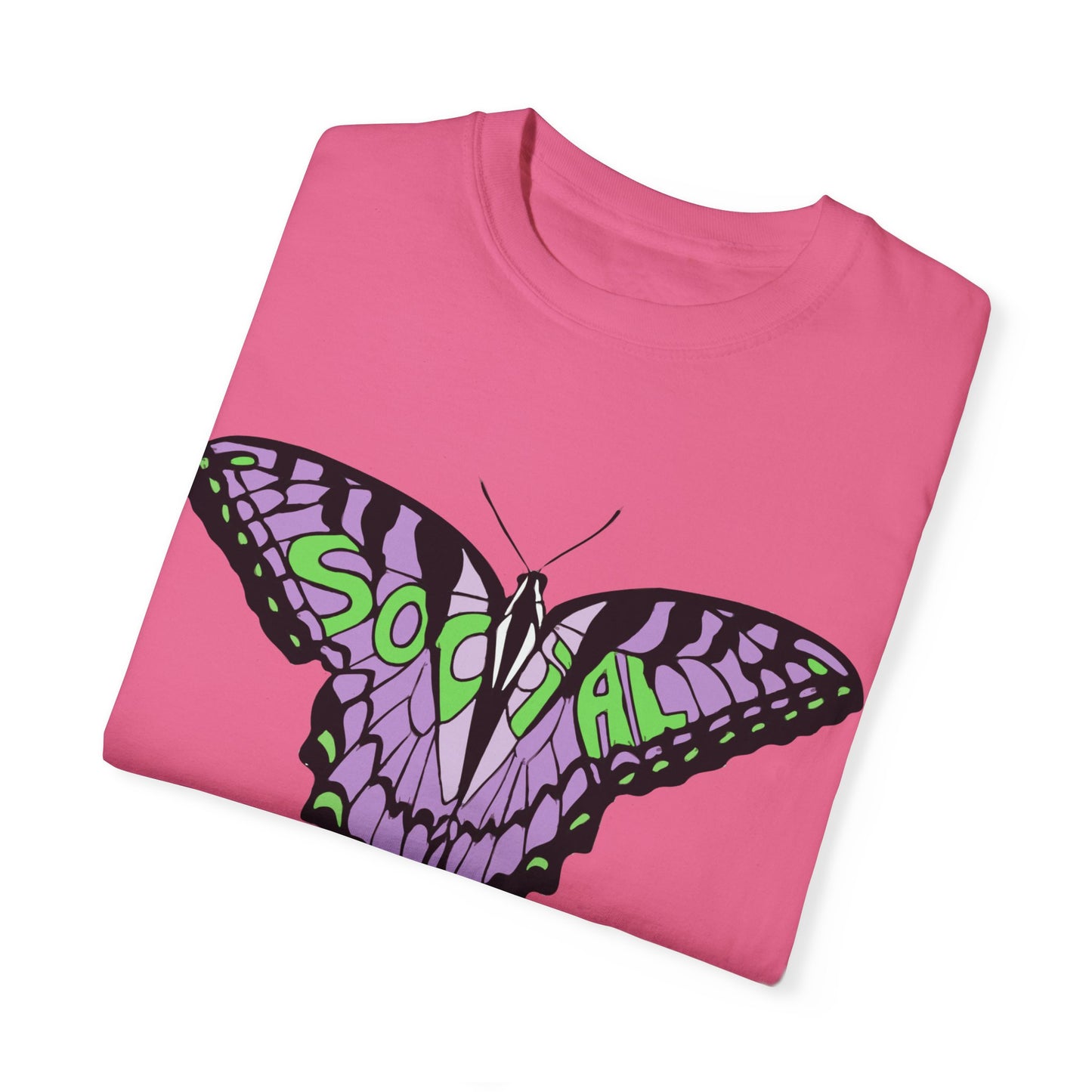 Socail Butterfly Green/Purple (Unisex Garment-Dyed T-shirt)