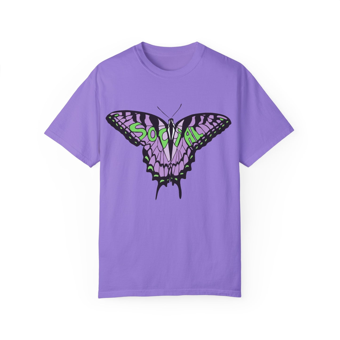 Socail Butterfly Green/Purple (Unisex Garment-Dyed T-shirt)